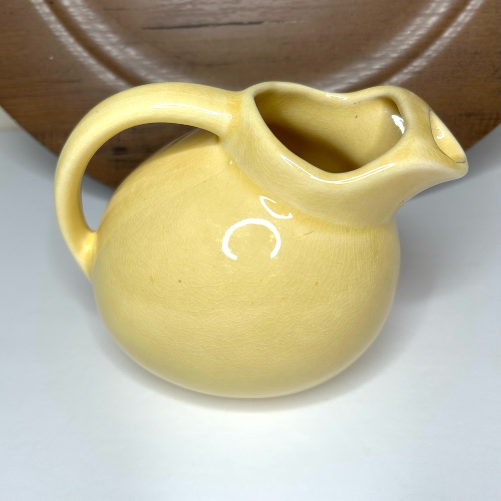 Vintage Hall Pottery Small Yellow Pitcher Creamer Made in USA Stamped 5”